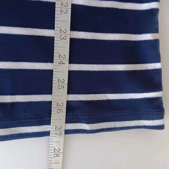 NWT Kim Rogers Women's Size M Navy/White Striped 100% Cotton 3/4" Sleeve Tee - Picture 6 of 8